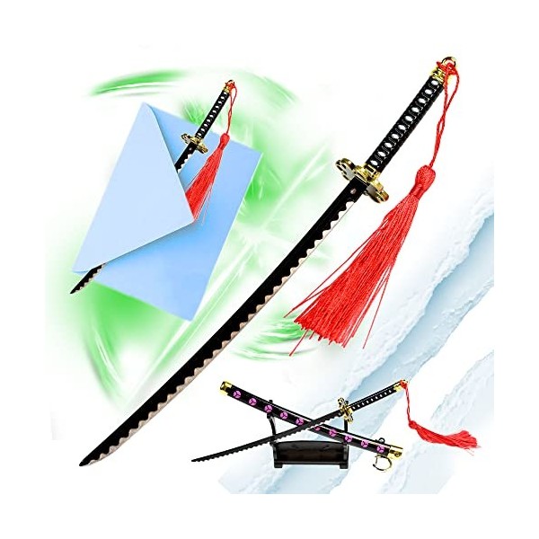 Swords and more One Piece Zoro Shusui Samurai Katana Épée Ouvre-lettres Version avec vaine et support en acier inoxydable Min