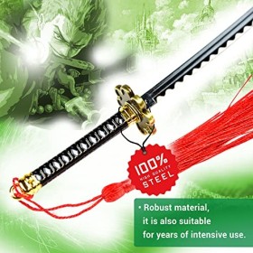 Swords and more One Piece Zoro Shusui Samurai Katana Épée Ouvre-lettres Version avec vaine et support en acier inoxydable Min