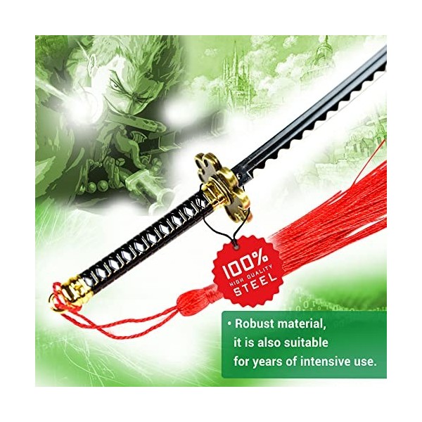 Swords and more One Piece Zoro Shusui Samurai Katana Épée Ouvre-lettres Version avec vaine et support en acier inoxydable Min