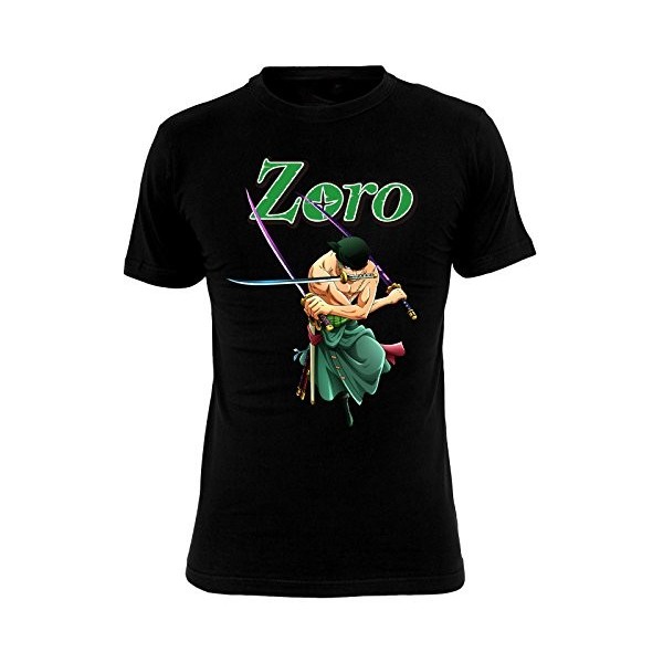 One piece Hommes T-Shirt Roronoa Zoro Anime Coton Noir - XL