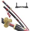 One Piece Katana Tout en Bois Lame en Bois Katana Enma Black Sabre en Bois Epee Zoro Epee Meito + Support en Bois