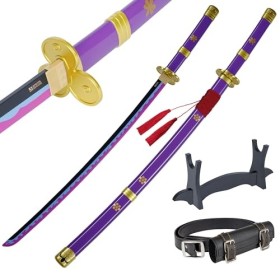 57 SPECIAL REPLICAS Épée de Cosplay Katana en Bambou, inspirée du Katana Roronoa Zoro One Piece Sword 105 cm 41 Pouces, Une v