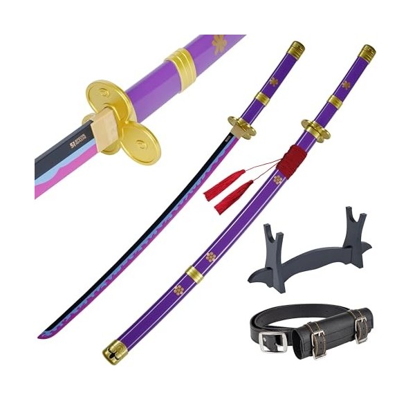 57 SPECIAL REPLICAS Épée de Cosplay Katana en Bambou, inspirée du Katana Roronoa Zoro One Piece Sword 105 cm 41 Pouces, Une v