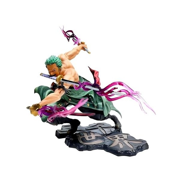 JAW REX One Piece Anime Lorenor Zorro Figurine 15 cm | Pirate Hunter Roronoa Zoro, Santoryu Three Sword Style