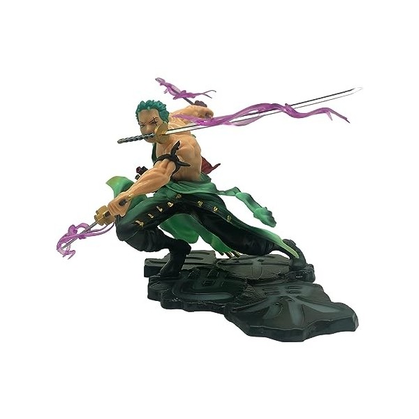 JAW REX One Piece Anime Lorenor Zorro Figurine 15 cm | Pirate Hunter Roronoa Zoro, Santoryu Three Sword Style