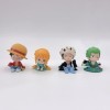 4 PCS/Set Anime One Piece Luffy Zoro Nami Law Q Version Modèle de Poupée Mignon Figurine Pop Set de Petites Cake Topper Figur