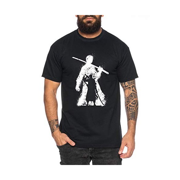 Zoro Bruch One Manga T-Shirt Luffy pour Homme Anime Piece, Farbe2:Noir, Größe2:Small