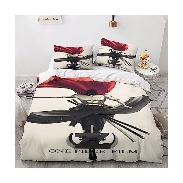 BYTUGI One Piece Parure De Lit pour Enfants Microfibre Zoro Parure Housse De Couette avec Taies doreiller Housse De Couette 