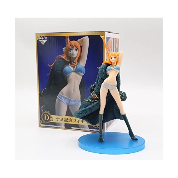 ENFILY Figurine One Piece Luffy Zoro Nami Sanji Tony Chopper Usopp Franky Brook Statue 20e anniversaire One Piece Anime Bleu 
