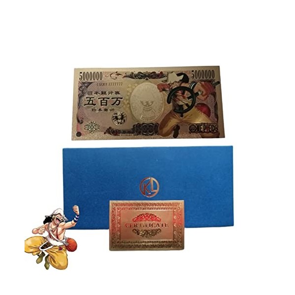 1PCS Billet One Piece Usopp avec certificat dauthenticité, Billet de Banque dor Anime, Manga One Piece Marque-Page à Collec
