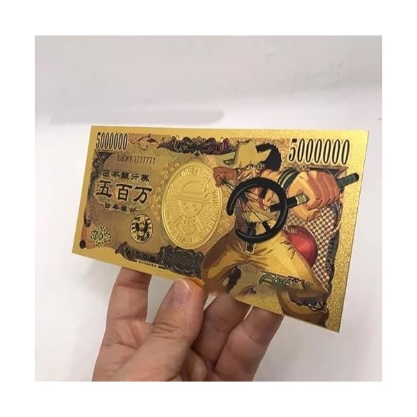 1PCS Billet One Piece Usopp avec certificat dauthenticité, Billet de Banque dor Anime, Manga One Piece Marque-Page à Collec